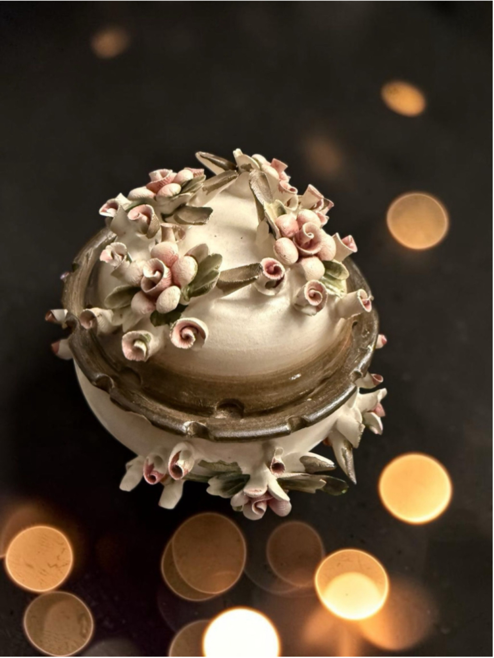 Vintage Nuova Capodimonte Italian Porcelain Floral Covered Trinket Box | Hand Ap